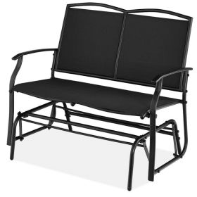 2 Seat Mesh Patio Loveseat Swing Glider Rocker with Armrests in Black