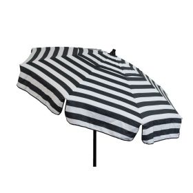 6 Foot Black White Stripe Drape Umbrella Manual Lift with Tilt