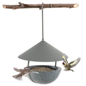 Small Hanging Bird Feeder with Metal Cone Rain Protector Top