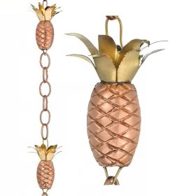 8.5 Ft. Copper Pineapple Rain Chain Gutter Downspout - Basin Not Included