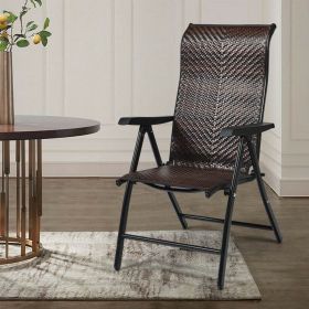 Outdoor Heavy Duty Dark Brown Rattan Folding Patio Chair