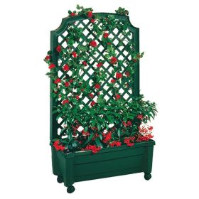 Indoor/Outdoor Green Polypropylene Wheeled Trellis Planter