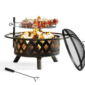 30-inch Wood Burning Outdoor Heavy Duty Steel Fire Pit Grill