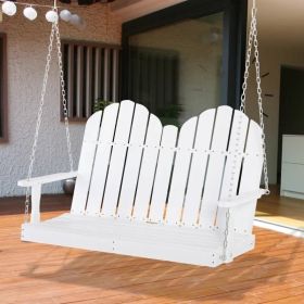 White Solid Wood 2-Seater Hanging Patio Porch Swing