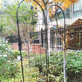 2 Pack Metal Garden Trellis for Climbing Plants Outdoor 86.7'' x 19.7'' Rustproof Plant Support Rose Trellis Netting Trellis Black