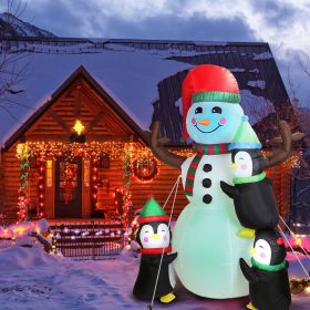 5.9FT Christmas Inflatable Outdoor Decoration Snowman Penguin Blow Up Yard Decoration with LED Light Built-in Air Blower for Winter Holiday Xmas Garde