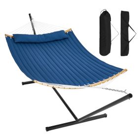 VEVOR Two Person Hammock with Stand Included, Double Hammock with Curved Spreader Bar and Detachable Pillow and Portable Carrying Bag, Perfect for Out