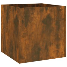 Planter Box Smoked Oak 15.7"x15.7"x15.7" Engineered Wood