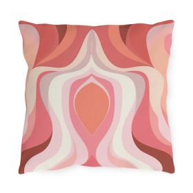 Decorative Outdoor Pillows - Set Of 2, Boho Pink And White Contemporary Art Lined Pattern