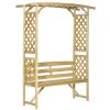 Outsunny Patio Garden Bench Arbor Arch with Pergola and 2 Trellises, 3 Seat Natural Wooden Outdoor Bench for Grape Vines & Climbing Plants, Backyard D