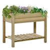 Outsunny 36" x 20" x 30" Raised Garden Bed, Elevated Wood Planter Box with Legs and Storage Shelf for Backyard, Patio, Balcony to Grow Vegetables, Her