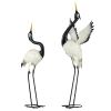 Outsunny Heron Garden Statues, 35.5" & 40.5" Standing Bird Sculptures, Metal Yard Art Decor for Lawn, Patio, Backyard, Landscape Decoration Set of 2,