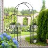 Outsunny 7' Garden Arch Arbor, Metal Arch Trellis with Gate, Garden Archway for Climbing Vines, Wedding Ceremony Decoration, Black