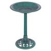 Outdoor Garden Green Pedestal Bird Bath Feeder