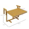 Outsunny Balcony Railing Table, Outdoor Folding Hanging Table / Desk, Space Saving 4 Height Adjustable Wood Balcony Bar Table for Serving Food, Flower