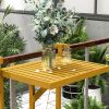 Outsunny Balcony Railing Table, Outdoor Folding Hanging Table / Desk, Space Saving 4 Height Adjustable Wood Balcony Bar Table for Serving Food, Flower