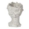 Greek Style Cement Head Planter - Indoor Outdoor Home Garden Decor, D6" x 9"