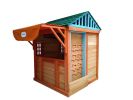 Eco-friendly Outdoor Wooden 4-in-1 Game House for kids garden playhouse with different games on every surface,Solid wood,61.4"Lx45.98"Wx64.17"H