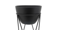 METAL 14" PLANTER IN STAND, BLACK