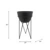 METAL 14" PLANTER IN STAND, BLACK