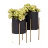 S/2 SCALES PLANTER ON METAL STAND, BLK/GLD