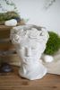 Greek Style Cement Head Planter - Indoor Outdoor Home Garden Decor, D6" x 9"