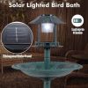 Pedestal Bird Bath with Solar Light with Bird Feeder and Flower Planter