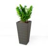 2-Pack Self-watering Planter - Hand Woven Wicker - Square - Expresso