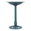 Outdoor Garden Green Pedestal Bird Bath Feeder