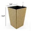 2-Pack Smart Self-watering Square Planter for Indoor and Outdoor - Hand Woven Wicker - Brown