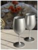 Metallic Silver Color Plastic Wine Glasses Set of 4 (20oz), BPA Free Acrylic Wine Glass Set, Unbreakable Red Wine Glasses, White Wine Glasses