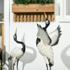 Outsunny Heron Garden Statues, 35.5" & 40.5" Standing Bird Sculptures, Metal Yard Art Decor for Lawn, Patio, Backyard, Landscape Decoration Set of 2,