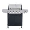 Propane Grill 4 Burner Barbecue Grill Stainless Steel Gas Grill with Side Burner and Thermometer for Outdoor BBQ, Camping