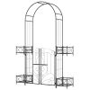 Outsunny 7' Garden Arch Arbor, Metal Arch Trellis with Gate, Garden Archway for Climbing Vines, Wedding Ceremony Decoration, Black