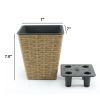 2-Pack Smart Self-watering Square Planter for Indoor and Outdoor - Hand Woven Wicker - Brown