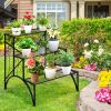 3-Tier Metal Plant Rack Garden Shelf in Stair Style