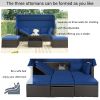 U_Style Outdoor Patio Rectangle Daybed with Retractable Canopy, Wicker Furniture Sectional Seating with Washable Cushions, Backyard, Porch(As same as