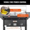 VEVOR Outdoor Propane Deep Fryer, Double Burners Commercial Fryer, 16 Qt Stainless Steel Cooker with Removable Baskets & Lids & Tanks, Oil Fryer Cart