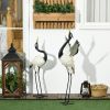 Outsunny Heron Garden Statues, 35.5" & 40.5" Standing Bird Sculptures, Metal Yard Art Decor for Lawn, Patio, Backyard, Landscape Decoration Set of 2,