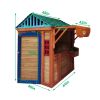 Eco-friendly Outdoor Wooden 4-in-1 Game House for kids garden playhouse with different games on every surface,Solid wood,61.4"Lx45.98"Wx64.17"H