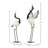 Outsunny Heron Garden Statues, 35.5" & 40.5" Standing Bird Sculptures, Metal Yard Art Decor for Lawn, Patio, Backyard, Landscape Decoration Set of 2,