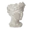 Greek Style Cement Head Planter - Indoor Outdoor Home Garden Decor, D6" x 9"