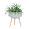 S/2 11/15" TERRAZZO PLANTER W/ WOOD LEGS, GRAY