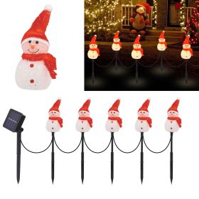 Christmas Pathway Lights Outdoor, 5PCS Snowman Solar Christmas Decorations Light (Color: Red)