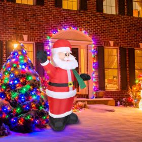 6.4ft Inflatable Christmas Giant Santa Claus Blow up Light up Santa Claus with LED Lights Gift Bag IPX4 Waterproof Christmas Outdoor Yard Lawn Holiday (Color: as Pic)