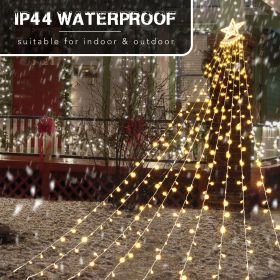 Outdoor Christmas Decorations Lights 350 LED Star String Lights Waterproof 8 Lighting Modes, Xmas Waterfall Lights for Tree Decor, Party, Wedding (Color: as Pic)