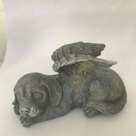 1pc Resin Angel Pet Statue, Dog Cat Memorial Garden Statue, Indoor Outdoor Decor Home Memorial Garden Grave Marker Statue, Lawn Yard Garden Ornament (Color: Gray Angel Dog)