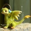 1pc Miniature Fairy Garden Figurines, Cute Resin Dragon Statue, Mini Dragon Reading Figurine, Mini Pink Dragon And Baby Statue, Fairy Garden Decor, Fo