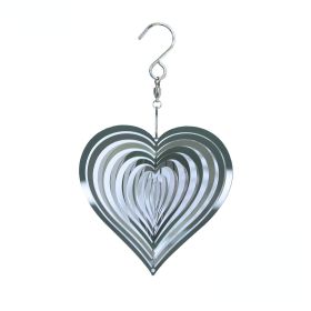 1Pack, 3D Rotating Wind Chime Wind Rotating Ornament Home Garden Decoration Red Heart Love Pendant 20CM/7.87in, Garden Patio Decoration, Commemorate T (Color: 3.94inch Silver)