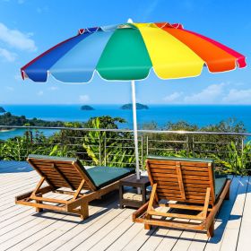 8 Feet Portable Beach Umbrella with Sand Anchor and Tilt Mechanism (Color: Multicolor)